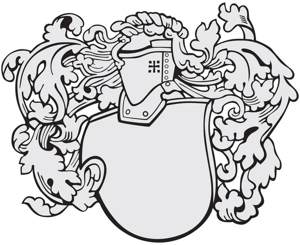 Vector Illustration Medieval Coat Arms Executed Woodcut Style Isolated White — Stock Vector