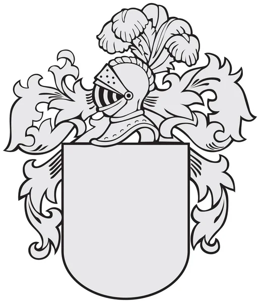 Ilustracja Wektorowa Średniowiecznego Herbu Wykonane Stylu Drzeworyt Izolowana Białym Tle — Wektor stockowy