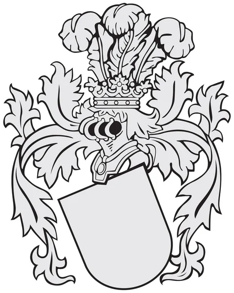 中世纪徽章的向量例证 执行在木刻样式 查出在白色背景 无混合 渐变和笔触 — 图库矢量图片