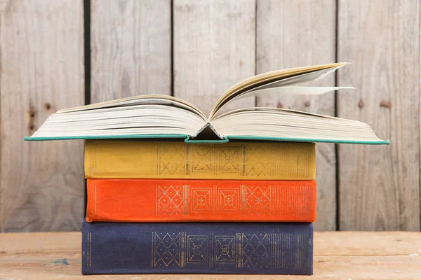 Open Book Wooden Background — Stock Photo, Image