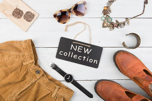 Set Cool Woman Stuff New Collection Signboard — Stock Photo, Image