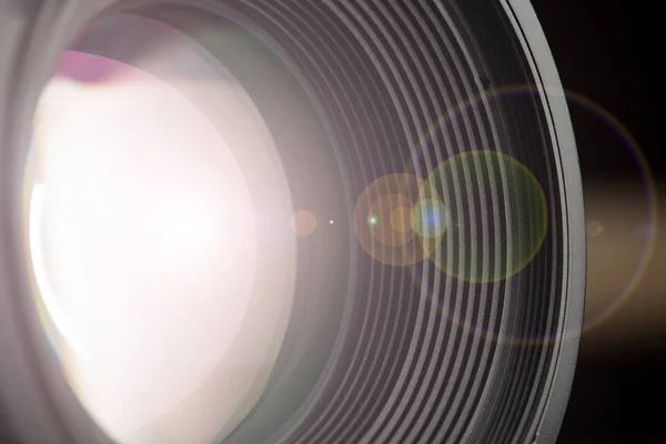 Camera Lens Close Black Background — Stock Photo, Image