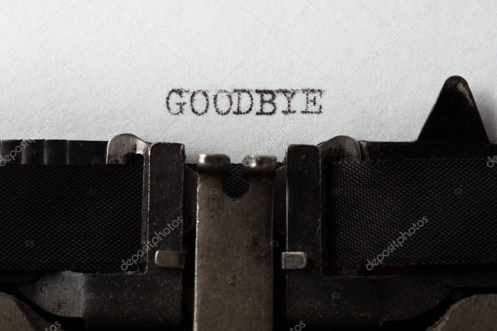 Goodbye - text message on the typewriter close-up