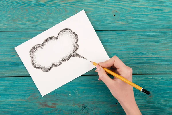 Wolk voor een tekst die is getekend met potlood — Stockfoto