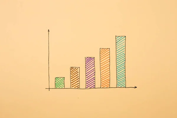 Financiële diagrammen getekend met gekleurde pennen — Stockfoto