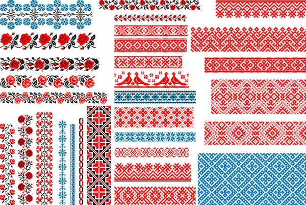 Set of 30 Seamless Ethnic Patterns for Embroidery Stitch — Stock Vector