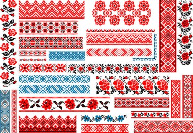 Set of 30 Seamless Ethnic Patterns for Embroidery Stitch clipart