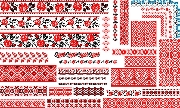 Ensemble de 30 motifs ethniques sans couture pour broderie point — Image vectorielle