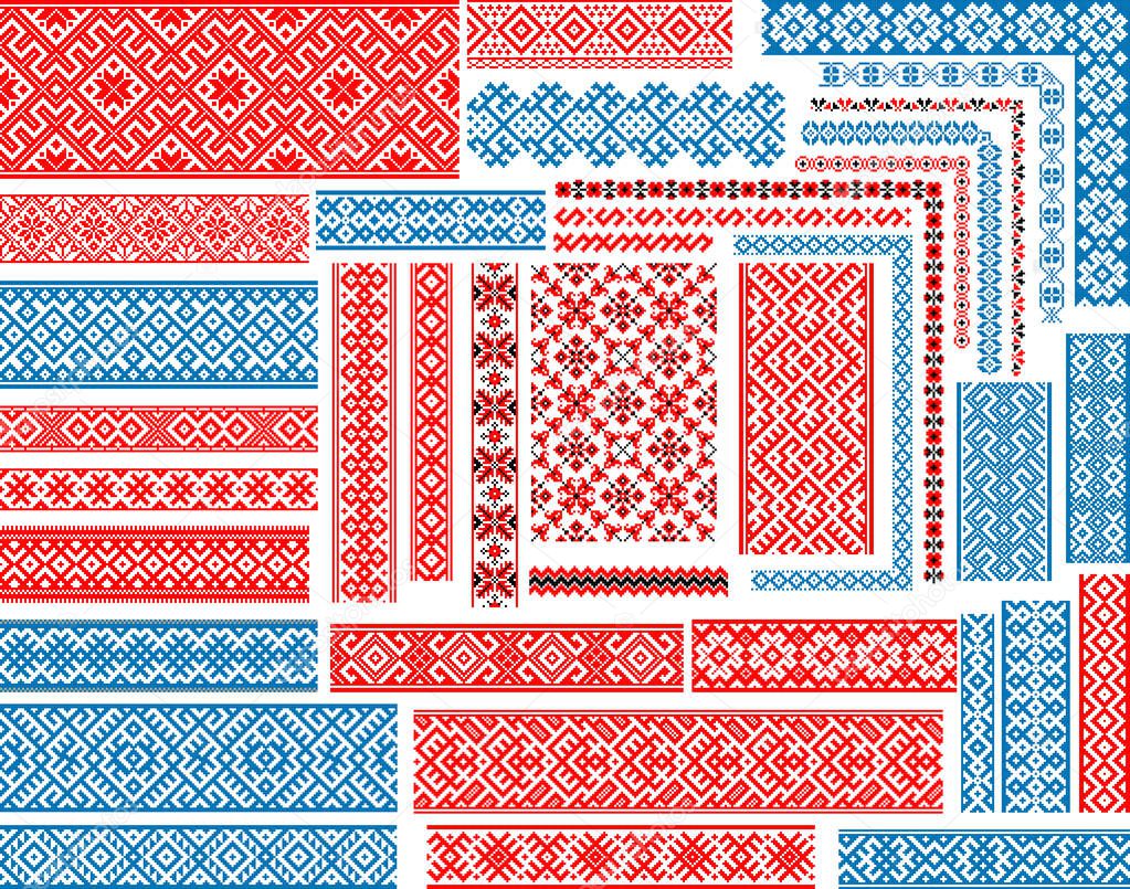 Set of Seamless Ethnic Patterns for Embroidery Stitch 