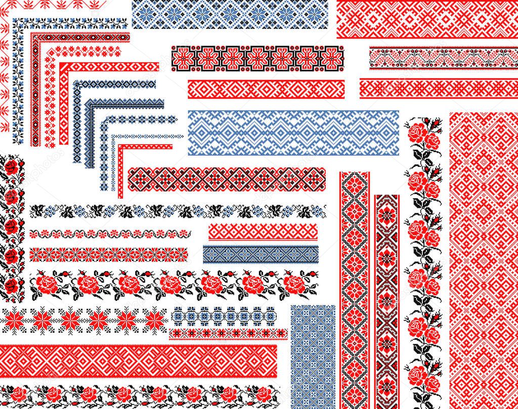 Ukrainian Traditional Seamless Ethnic Embroidery Patterns 