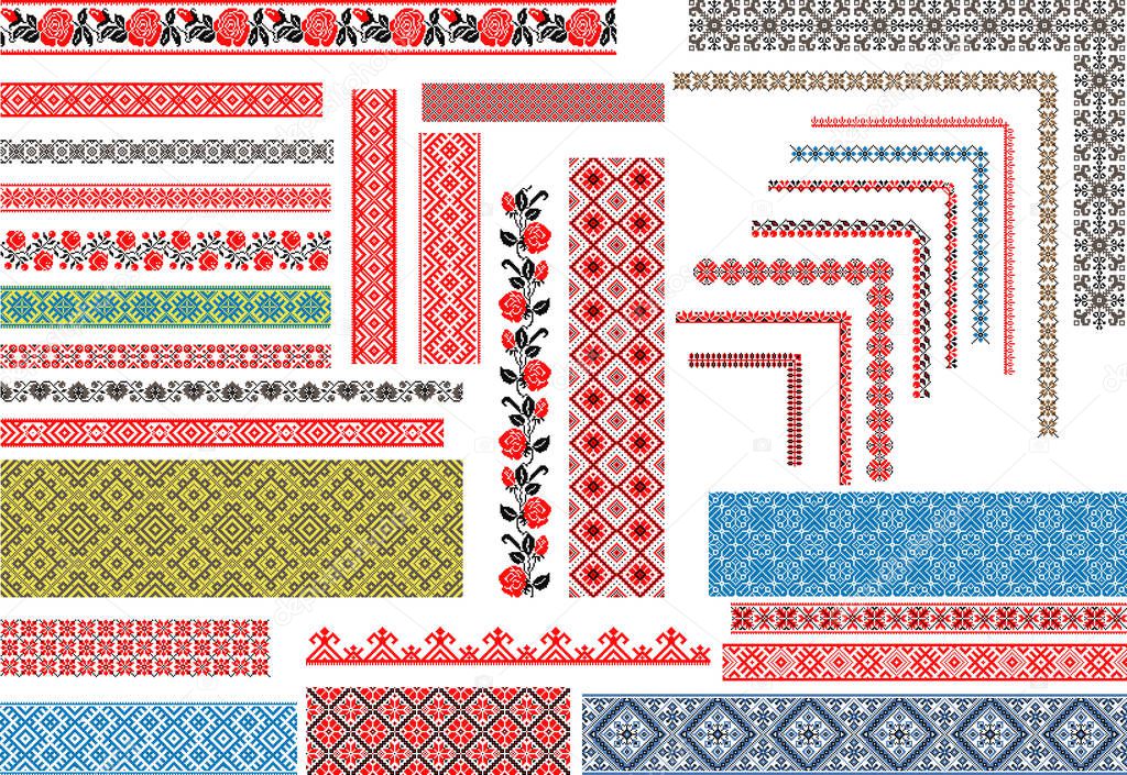 Traditional Ukrainian Seamless Ethnic Embroidery Patterns