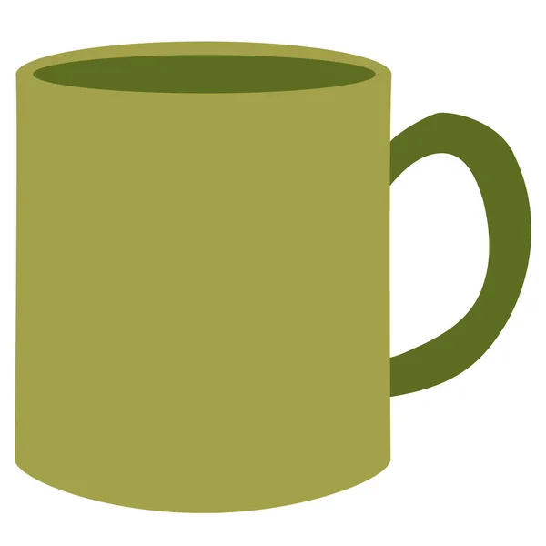 Verre mignon, tasse verte, plat, objet isolé sur fond blanc, illustration vectorielle , — Image vectorielle