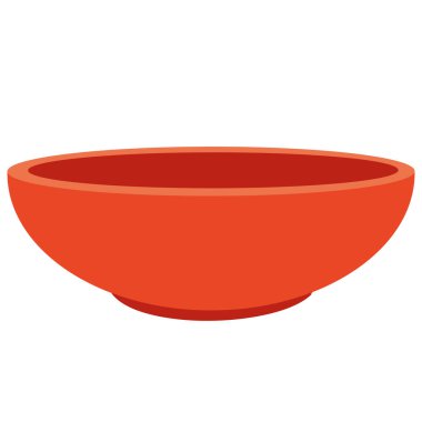 tatlı kırmızı kase, düz, izole nesne beyaz zemin üzerinde, vektör illüstrasyon,