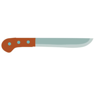 Mutfak bıçağı, düz, beyaz arka planda izole nesne, vektör illüstrasyonu,