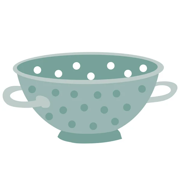 Cute colander, flat, isolated object on a white background, vector illustration, — Stock Vector