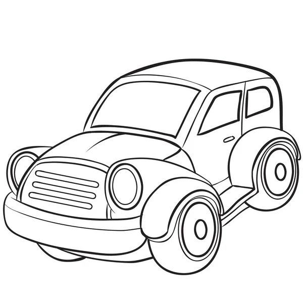 Ilustrasi kartun, sketsa mobil, buku mewarnai, objek terisolasi di latar belakang putih, ilustrasi vektor, - Stok Vektor