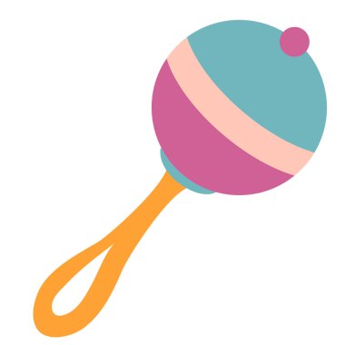 beyaz zemin üzerinde çıngırak, oyuncak, düz, izole nesne, vektör illüstrasyon,