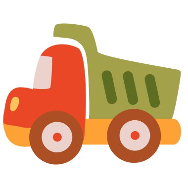 kamyon, oyuncak, düz, izole nesne beyaz arkaplan, vektör illüstrasyon,