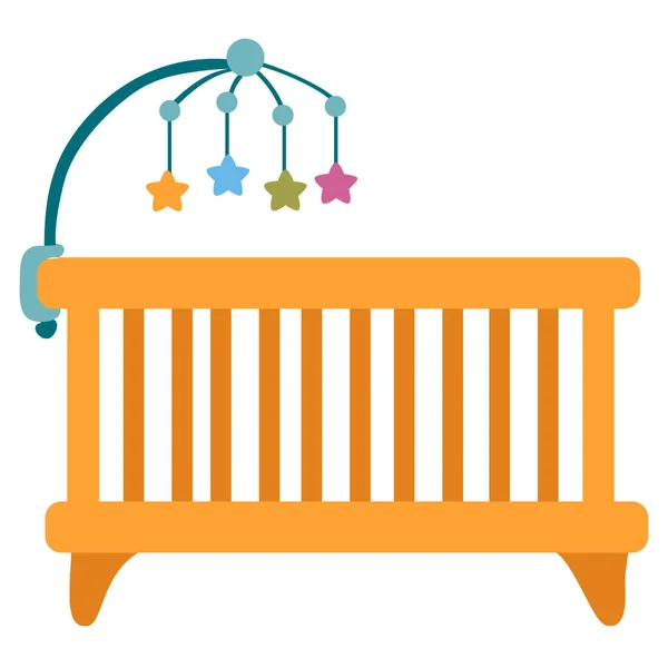 Cama de bebé para bebé plana, objeto aislado sobre fondo blanco, ilustración vectorial , — Vector de stock