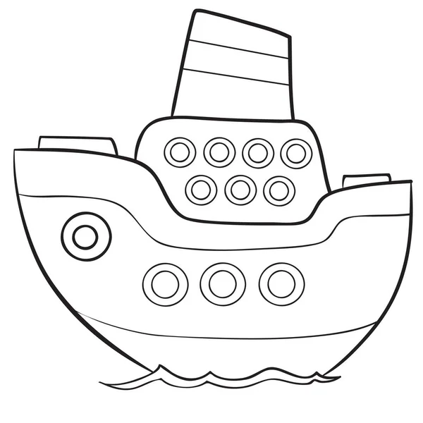 Schip schets kleurboek, geïsoleerd object op witte achtergrond, vector illustratie, — Stockvector