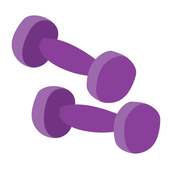 Two dumbbells of violet color, flat, isolated object on a white background, vector illustration, — Stock Vector
