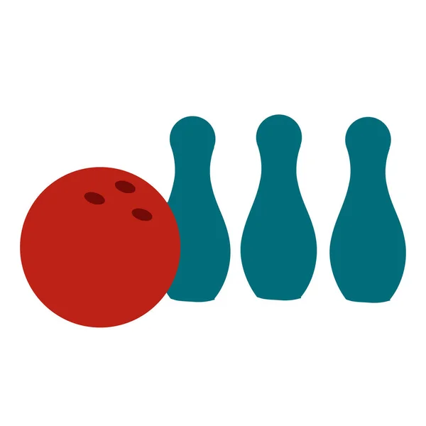 Birilli e palla da bowling, piatto, oggetto isolato su sfondo bianco, illustrazione vettoriale , — Vettoriale Stock