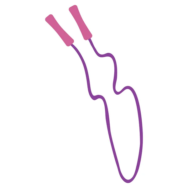 Violettes Seil, Spielzeug, Sportgeräte, flaches, isoliertes Objekt auf weißem Hintergrund, Vektorillustration, — Stockvektor