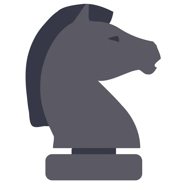 Kůň, černá šachová figurka, plochý, izolovaný objekt na bílém pozadí, vektorová ilustrace, — Stockový vektor