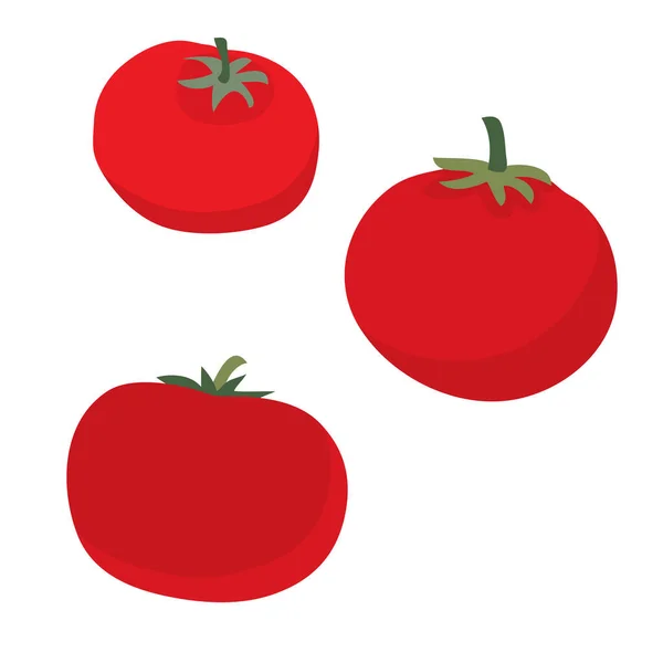 Conjunto de tomate vermelho, plano, desenho animado ilustração, objeto isolado em um fundo branco, ilustração vetorial , — Vetor de Stock