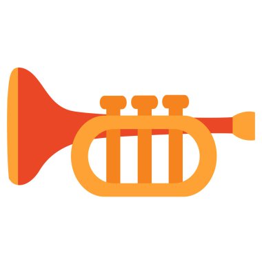 Trompet oyuncağı, müzik aleti, düz, izole nesne beyaz arka plan, vektör illüstrasyonu, eps