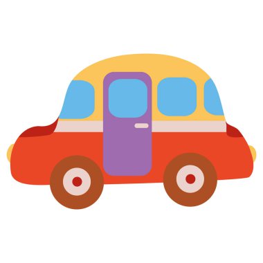 çocuklar için renkli oyuncak araba, düz, izole nesne beyaz arka plan, vektör illüstrasyonu, eps