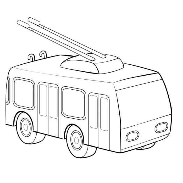 Página Para Colorear Lindo Tranvía Dibujos Animados Carro Eléctrico Ferrocarril — Vector de stock