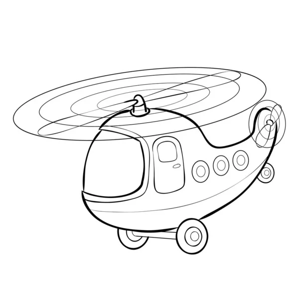 Helicopter Sketch Coloring Book Isolated Object White Background Vector Illustration — Stock Vector