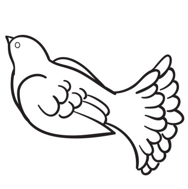 Güvercin silueti, çizim, renk, yılın sembolü, beyaz arka planda izole edilmiş nesne, vektör illüstrasyonu,