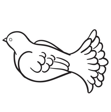 Güvercin silueti, çizim, renk, yılın sembolü, beyaz arka planda izole edilmiş nesne, vektör illüstrasyonu,