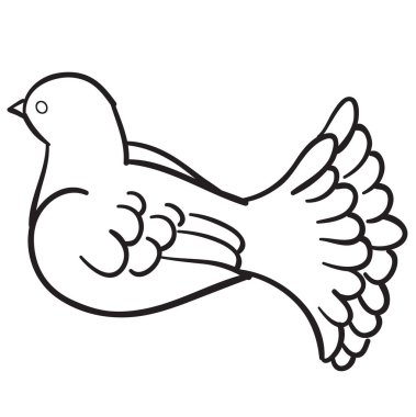 Güvercin silueti, çizim, renk, yılın sembolü, beyaz arka planda izole edilmiş nesne, vektör illüstrasyonu,