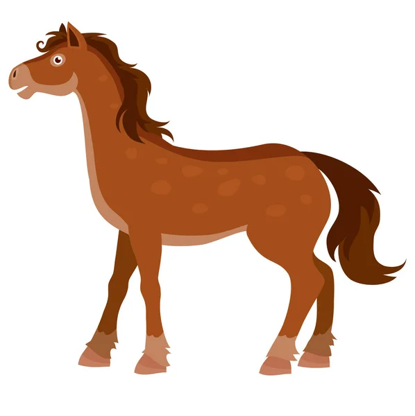 Brown Horse Farm Flat Isolated Object White Background Vector Illustration — Stock Vector