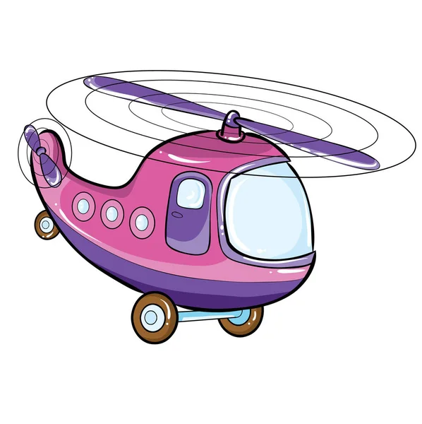 Helicopter Lilac Color Cartoon Illustration Isolated Object White Background Vector — Stock Vector