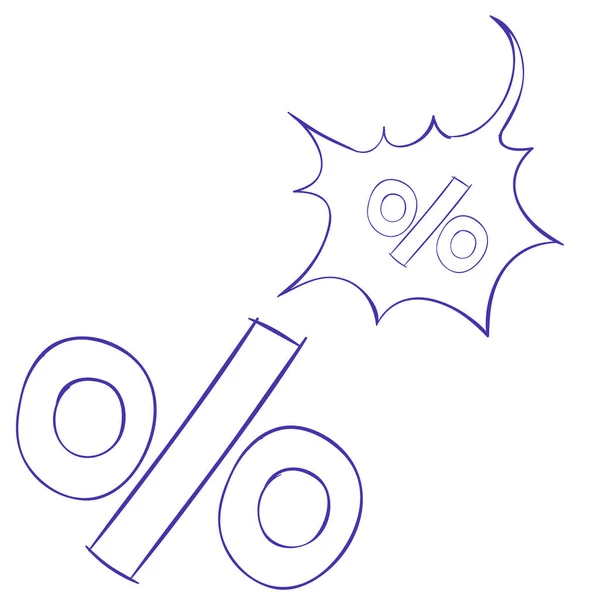 Percentage Teken Schets Typografie Cartoon Illustratie Geïsoleerd Object Een Witte — Stockvector