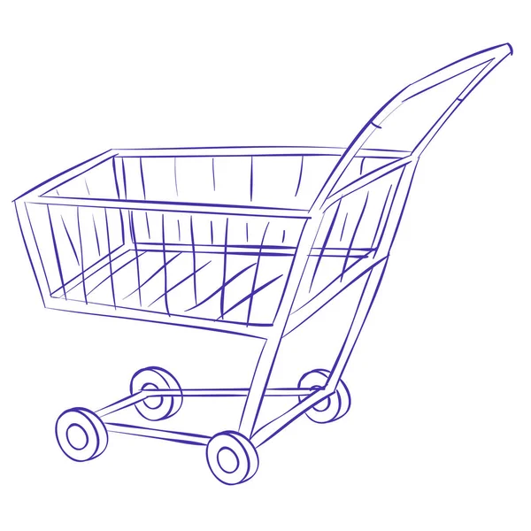Vektor Illustration Der Seitenansicht Leere Supermarkt Einkaufswagen Isoliert Auf Weißem — Stockvektor