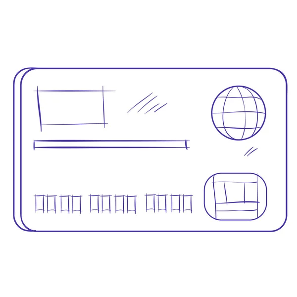 Croquis Dessin Une Carte Bancaire Plastique Pour Payer Les Achats — Image vectorielle