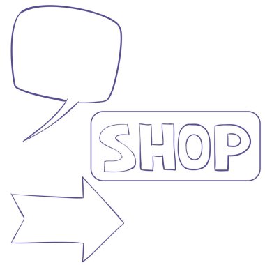 afişler, oklar ve yazıtlar dükkanı, beyaz arkaplandaki izole nesne, vektör illüstrasyonu, ep