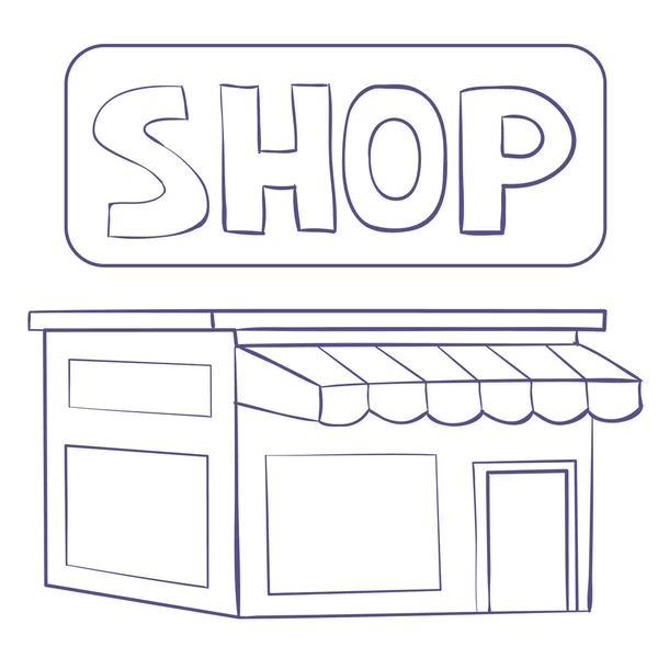 Skizze Des Ladengebäudes Isoliertes Objekt Auf Weißem Hintergrund Vektorillustration Eps — Stockvektor