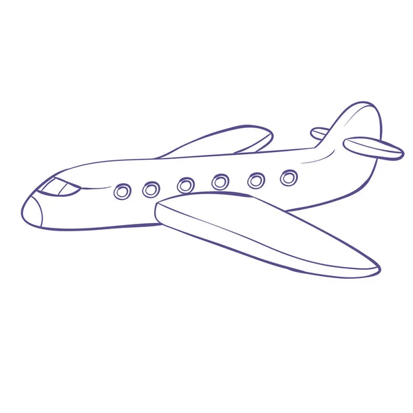 Airplane Sketch Coloring Isolated Object White Background Vector Illustration Eps — Stock Vector