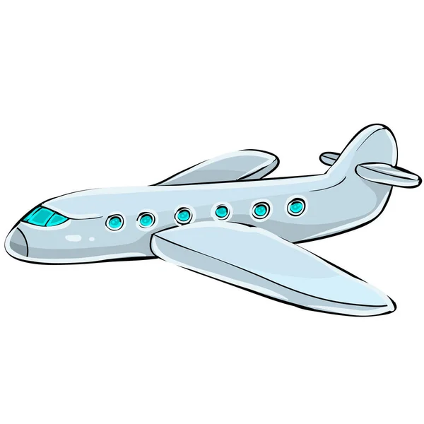 Vliegtuig Blauwe Kleur Geïsoleerd Object Witte Achtergrond Vectorillustratie Eps — Stockvector