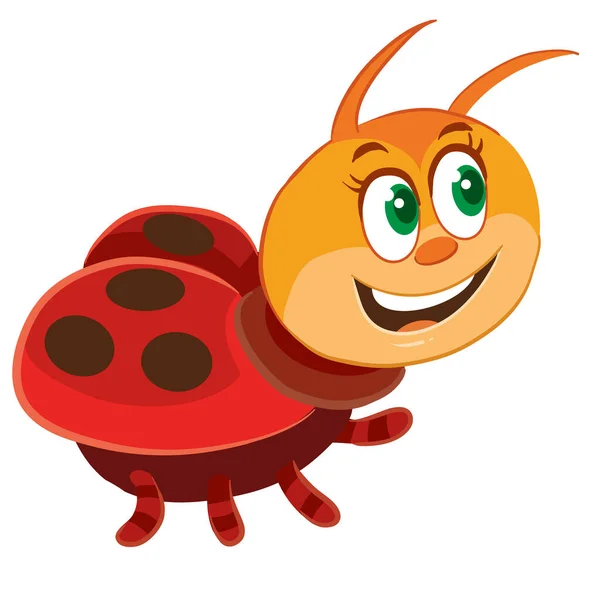Cute Ladybug Character Cartoon Illustration Isolated Object White Background Vector — Stock Vector