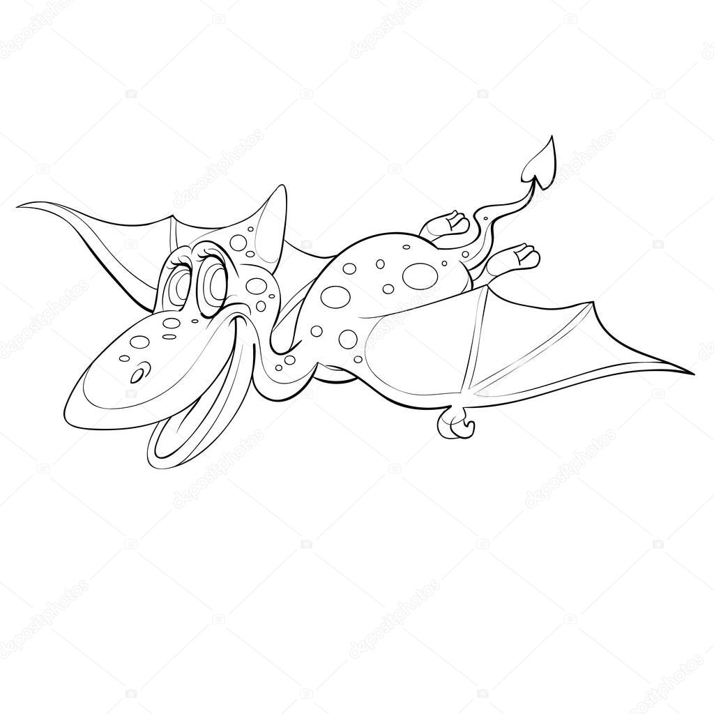 sketch of a cute dinosaur, coloring book, cartoon illustration, isolated object on a white background, vector illustration, eps