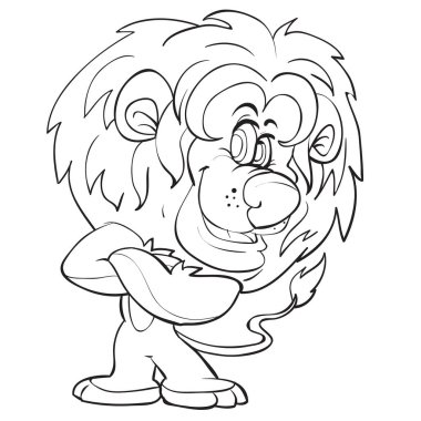 Tatlı bir aslan, yıldız falı, boyama kitabı, karikatür çizimi, beyaz arkaplanda izole edilmiş nesne, vektör illüstrasyonu,