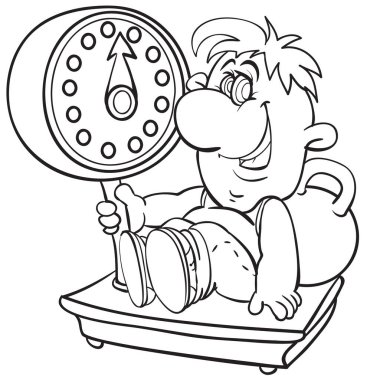 skeç, büyük ölçekli bir adam elinde bir kettlebell, yıldız falı, boyama kitabı, karikatür çizimi, beyaz arkaplanda izole bir nesne, vektör illüstrasyonu,