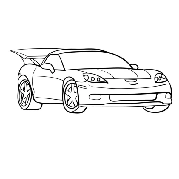 Raceauto Schets Schip Kleurboek Geïsoleerd Object Witte Achtergrond Vector Illustratie — Stockvector